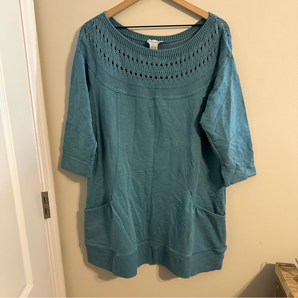 Soft Surroundings Teal Crochet Boatneck Tunic Size XL - Picture 6 of 6